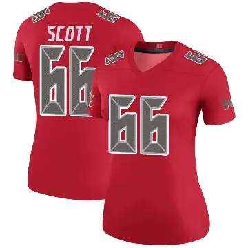 ＃66 Women's Ben Scott Red Legend Tampa Bay Buccaneers Color Rush Jersey
