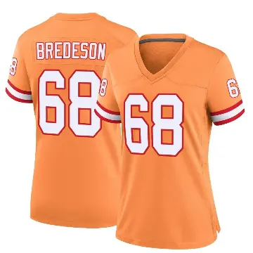 ＃68 Women's Ben Bredeson Orange Game Tampa Bay Buccaneers Throwback Jersey