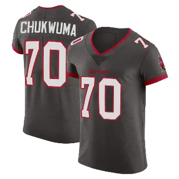 ＃70 Men's Benjamin Chukwuma Elite Tampa Bay Buccaneers Pewter Alternate Vapor Jersey