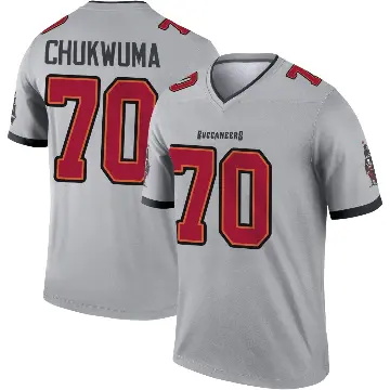 ＃70 Men's Benjamin Chukwuma Gray Legend Tampa Bay Buccaneers Inverted Jersey