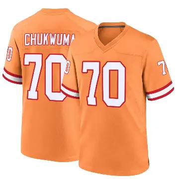 ＃70 Men's Benjamin Chukwuma Orange Game Tampa Bay Buccaneers Throwback Jersey
