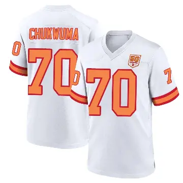 ＃70 Men's Benjamin Chukwuma White Game Tampa Bay Buccaneers '76 50th Season Jersey