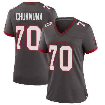 ＃70 Women's Benjamin Chukwuma Game Tampa Bay Buccaneers Pewter Alternate Jersey