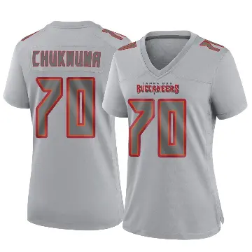 ＃70 Women's Benjamin Chukwuma Gray Game Tampa Bay Buccaneers Atmosphere Fashion Jersey
