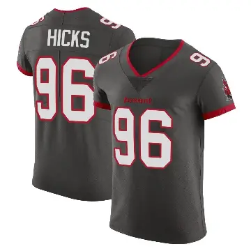 ＃96 Men's Akiem Hicks Elite Tampa Bay Buccaneers Pewter Alternate Vapor Jersey
