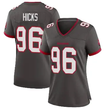 ＃96 Women's Akiem Hicks Game Tampa Bay Buccaneers Pewter Alternate Jersey