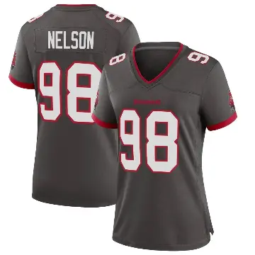 ＃98 Women's Anthony Nelson Game Tampa Bay Buccaneers Pewter Alternate Jersey