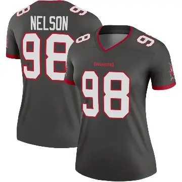 ＃98 Women's Anthony Nelson Legend Tampa Bay Buccaneers Pewter Alternate Jersey