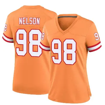 ＃98 Women's Anthony Nelson Orange Game Tampa Bay Buccaneers Throwback Jersey