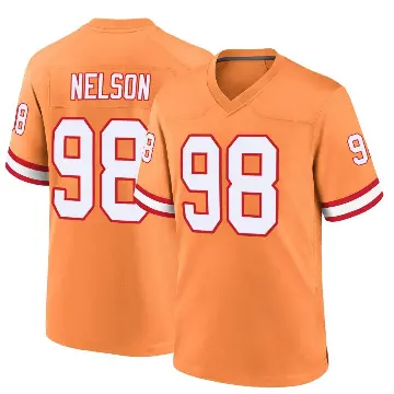 ＃98 Youth Anthony Nelson Orange Game Tampa Bay Buccaneers Throwback Jersey