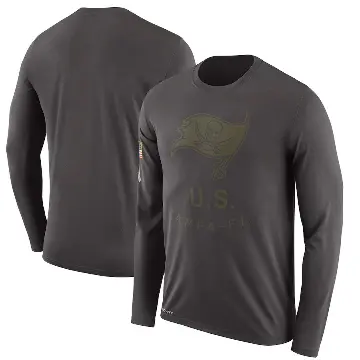 Men's Legend Tampa Bay Buccaneers Pewter 2018 Salute to Service Sideline Performance Long Sleeve T-Shirt