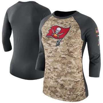 Women's Camo/Charcoal Legend Tampa Bay Buccaneers Salute to Service 2017 Three-Quarter Raglan Sleeve T-Shirt