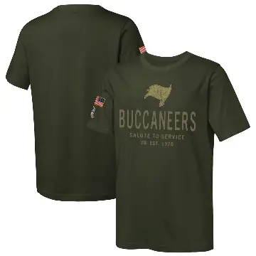 Youth Olive Tampa Bay Buccaneers 2025 Salute to Service Sideline T-Shirt